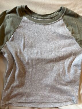 Hollister Gray Body with Olive Green Raglan Tee
